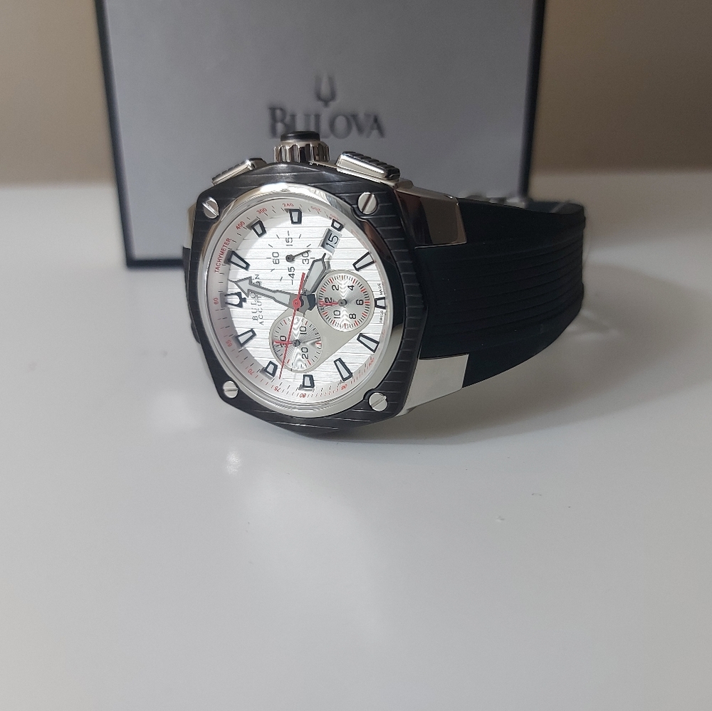Accutron by Bulova Corvara Stainless Steel & Black Ion-Plated Mens Watch 65B140 - Picture 3 of 9